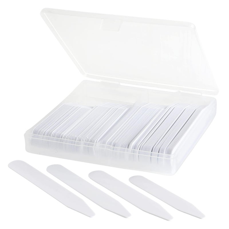 MENCH SUPER STAYS 100 Plastic Collar Stays For Men Dress Shirt in Plastic Box 3 Inches - Image 1